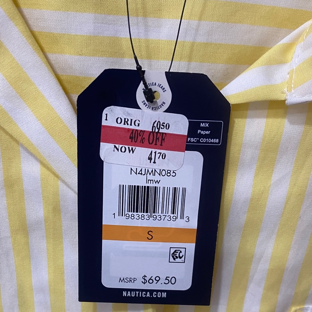 Nautica Women's Yellow and White Striped Blouse - Picture 3 of 5